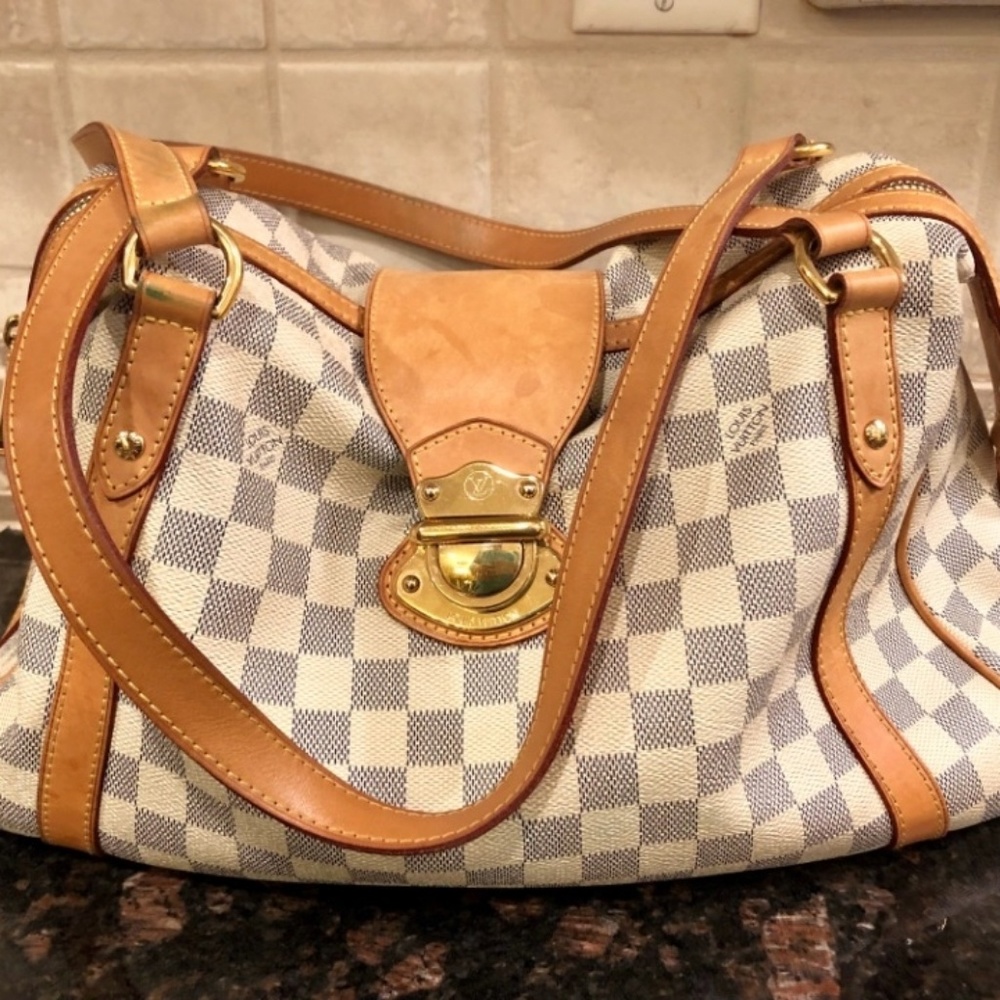Authentic Louis Vuitton Creme checked shoulder bag